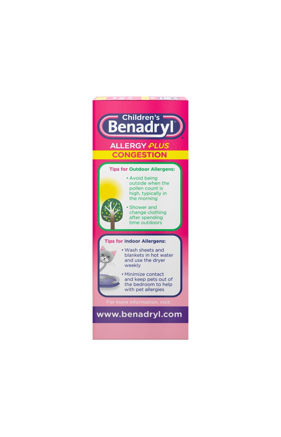 Benadryl Children's Allergy Plus Congestion Relief Liquid - Grape; image 7 of 7