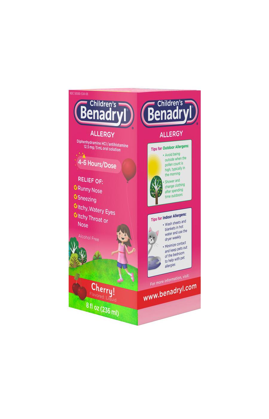 Benadryl Children's Allergy Relief Liquid - Cherry; image 2 of 7