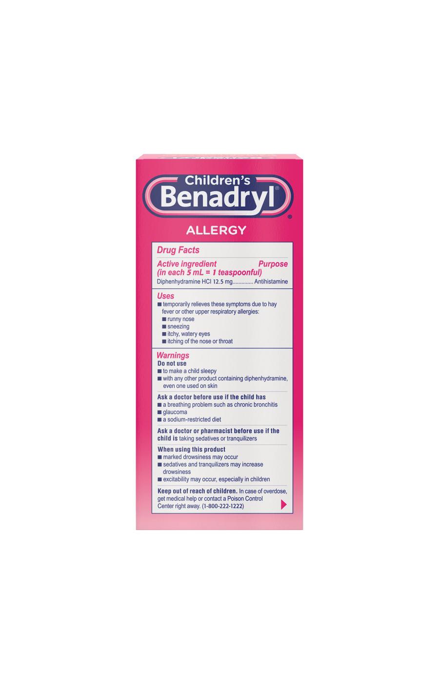 Benadryl Children's Allergy Relief Liquid - Cherry; image 3 of 7