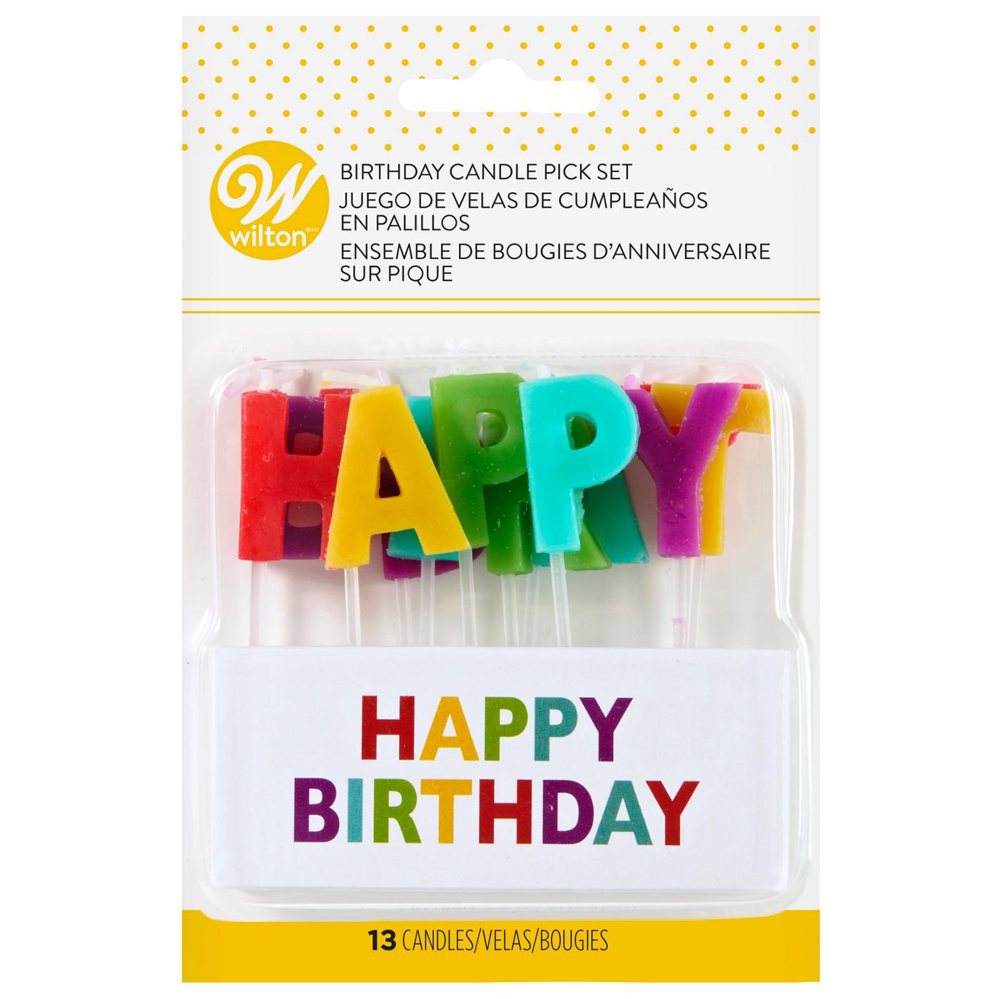 Wilton Happy Birthday 3 in High Candle Pick Set; image 1 of 2