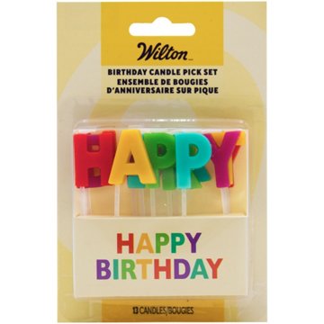 Wilton Happy Birthday 3 in High Candle Pick Set, 13 ct