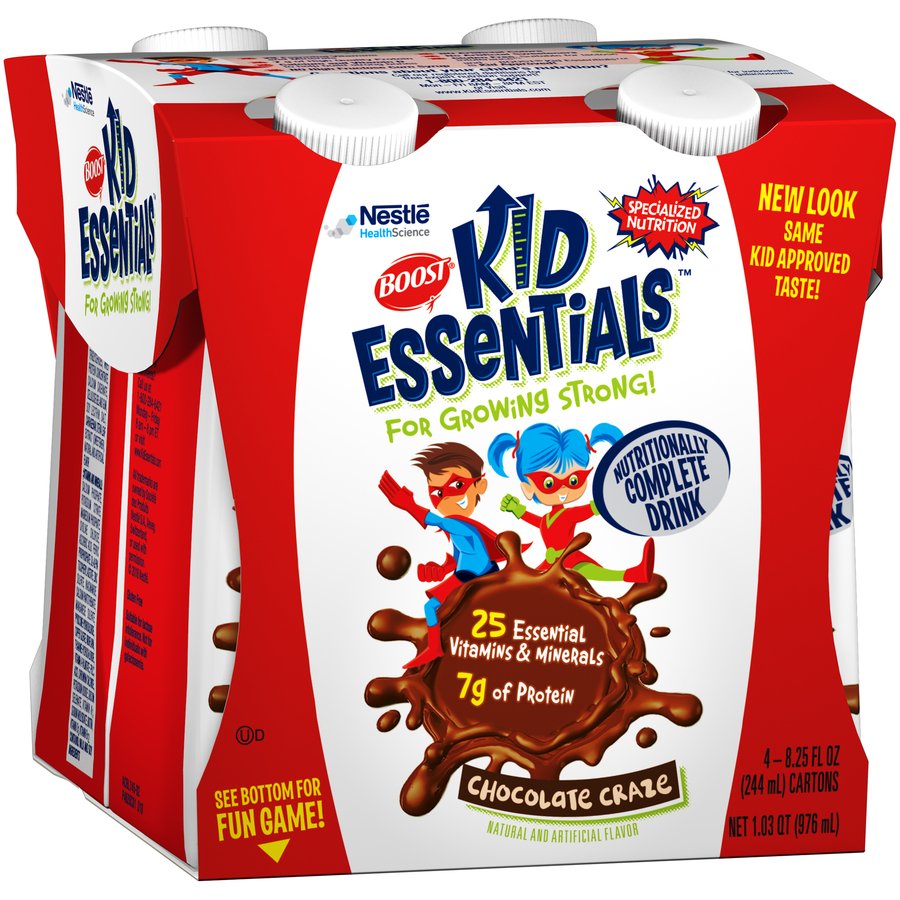 BOOST Kid Essentials Complete Nutritional Drink Chocolate 4 pk, 8.25 oz ...