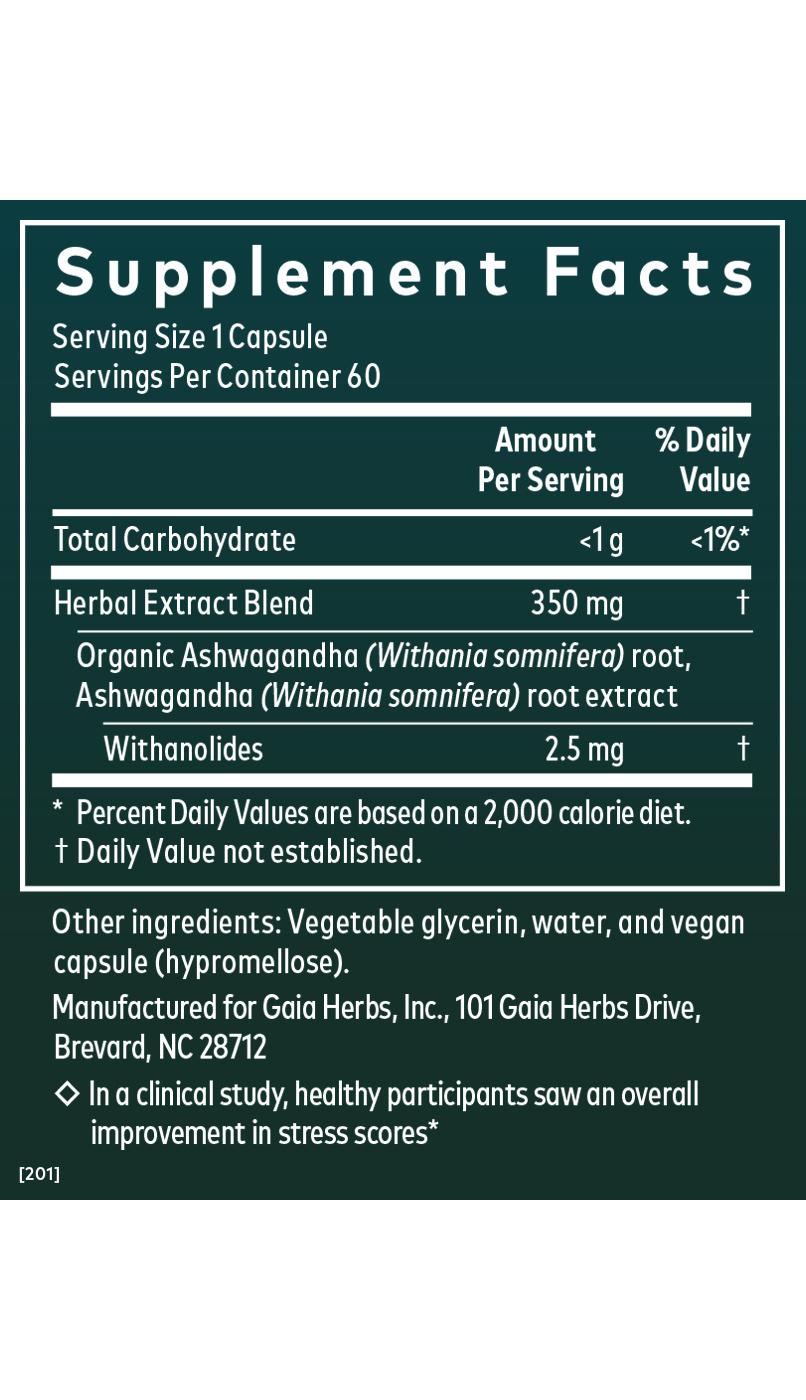 Gaia Herbs Single Herbs Ashwagandha Root Phyto-Caps; image 2 of 3