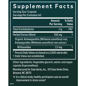 Gaia Herbs Single Herbs Ashwagandha Root Phyto-Caps