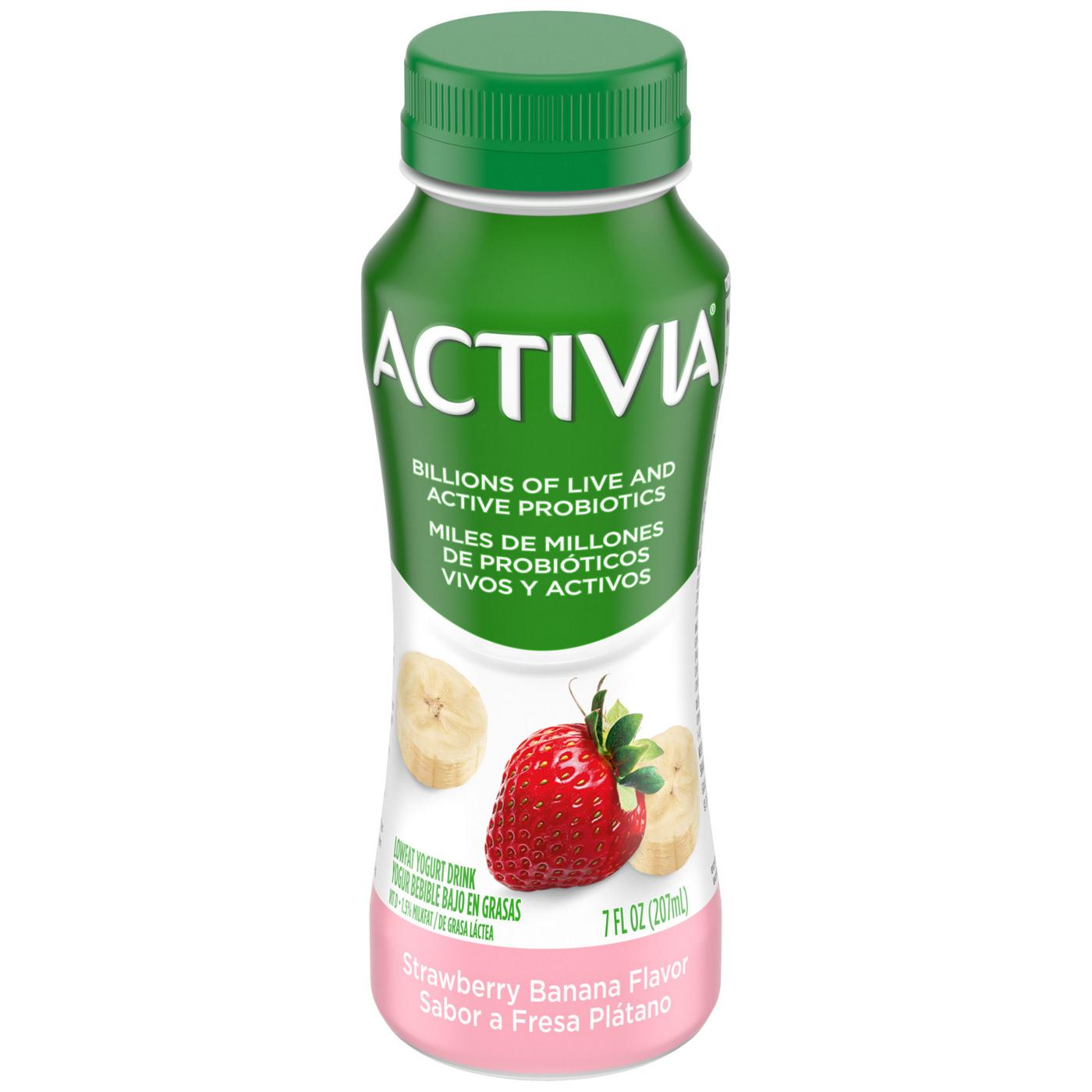 Activia Yogurt Drink, Lowfat, Probiotic Dailies, Strawberry Banana Flavor,  8 Pack 8 Ea, Individual Size