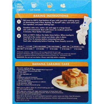 Pillsbury Zero Sugar Moist Supreme Yellow Cake Mix, 16 oz
