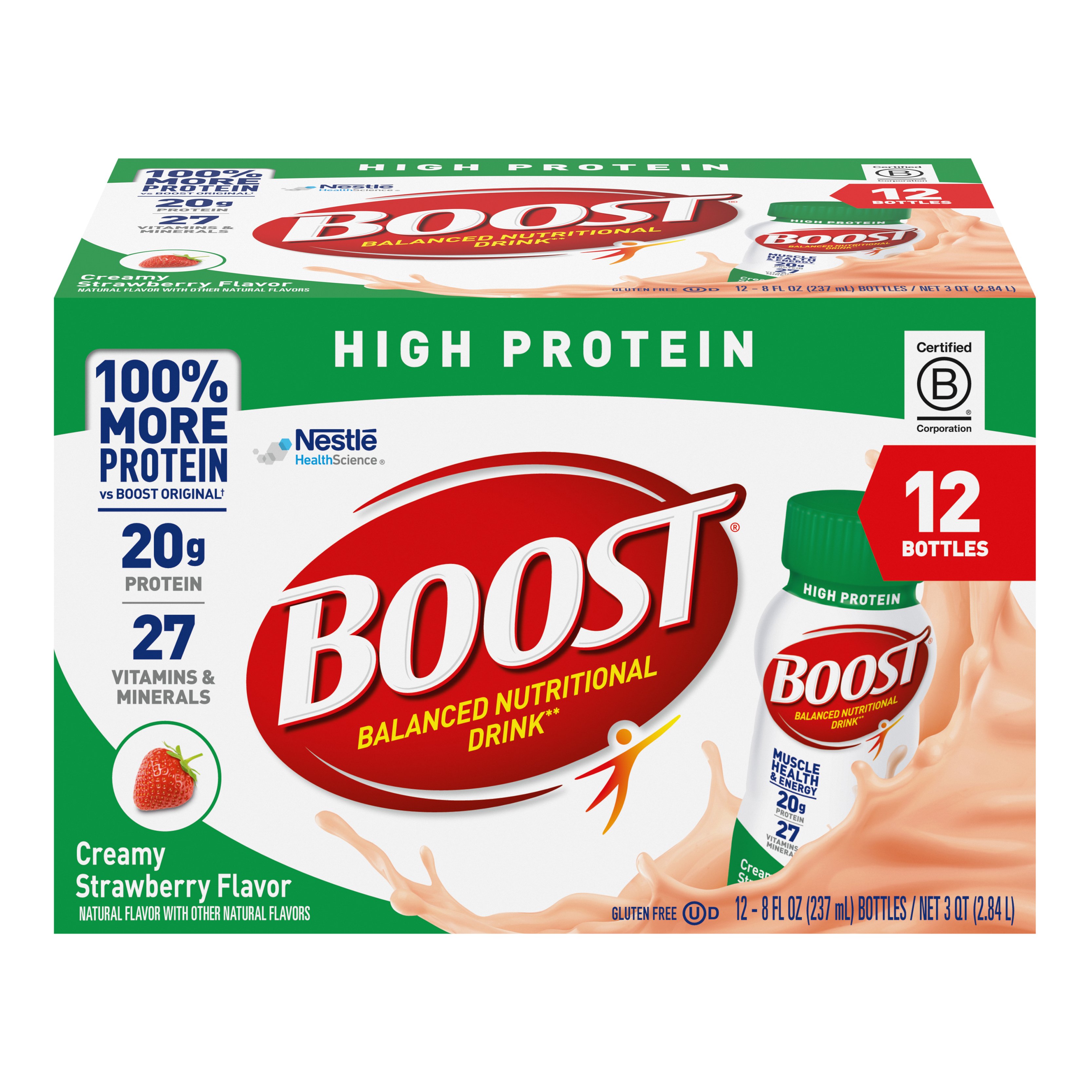 BOOST High Protein Nutritional Drink Creamy Strawberry, 12 pk Shop Diet & fitness at HEB