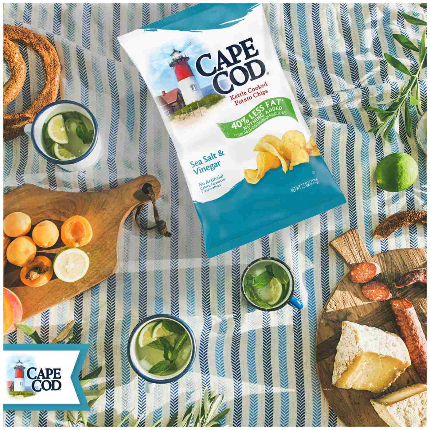 Cape Cod Less Fat Sea Salt & Vinegar Kettle Cooked Chips; image 3 of 10