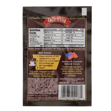 Caffe D'Vita Sugar Free Hot Cocoa Envelope, .5 oz