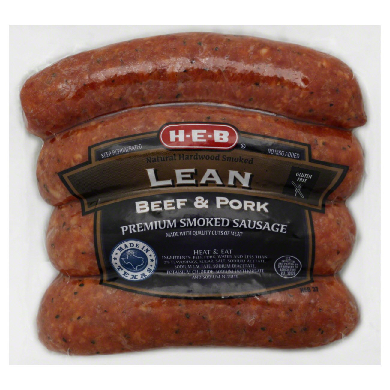 H E B Premium Hardwood Smoked Lean Beef And Pork Sausage Shop Sausage At H E B
