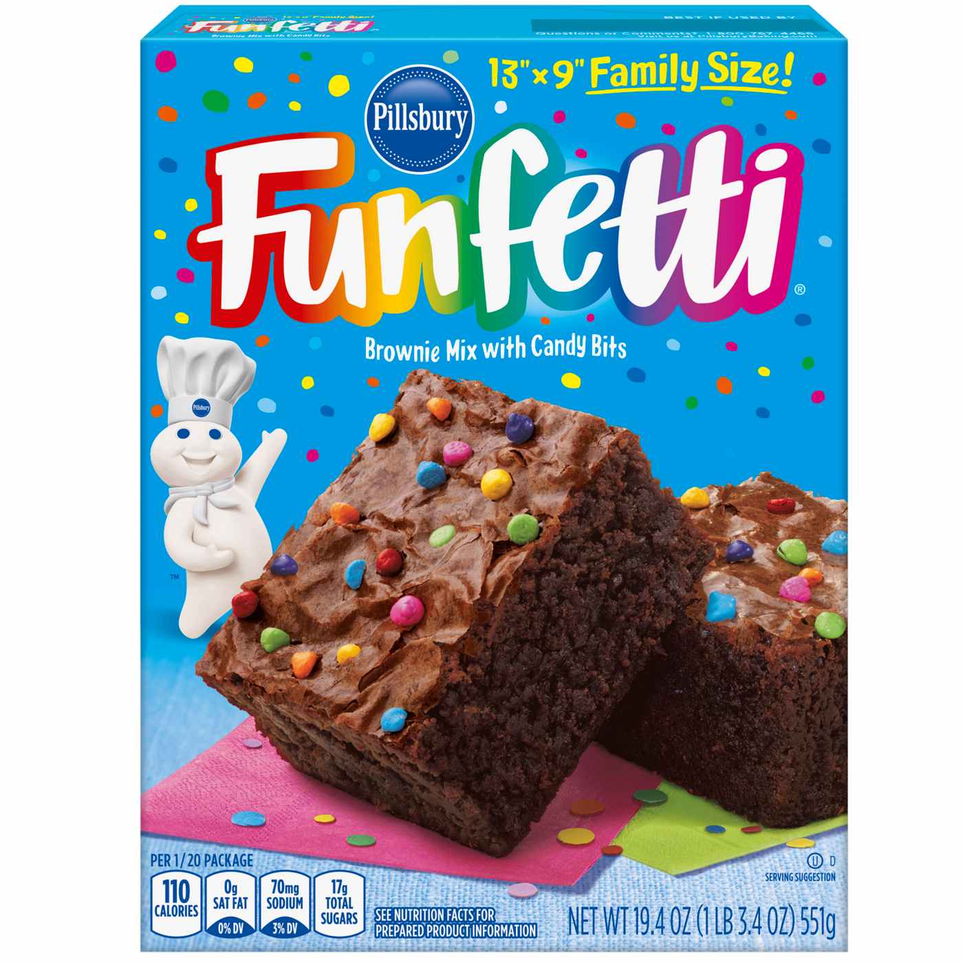 Pillsbury Funfetti Chocolate Fudge Brownie Mix with Candy Coated Chips; image 1 of 6