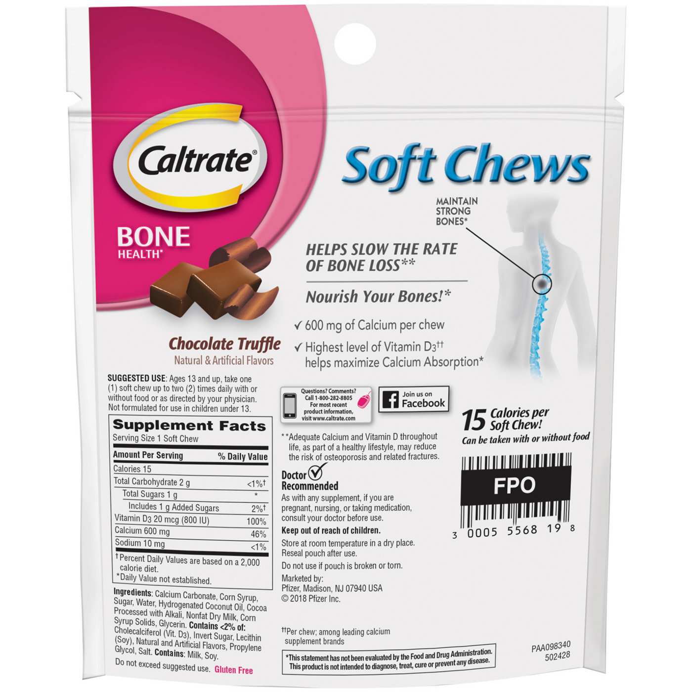 CALTRATE 600+D3 Soft Chews Calcium Supplement - Chocolate Truffle; image 6 of 7