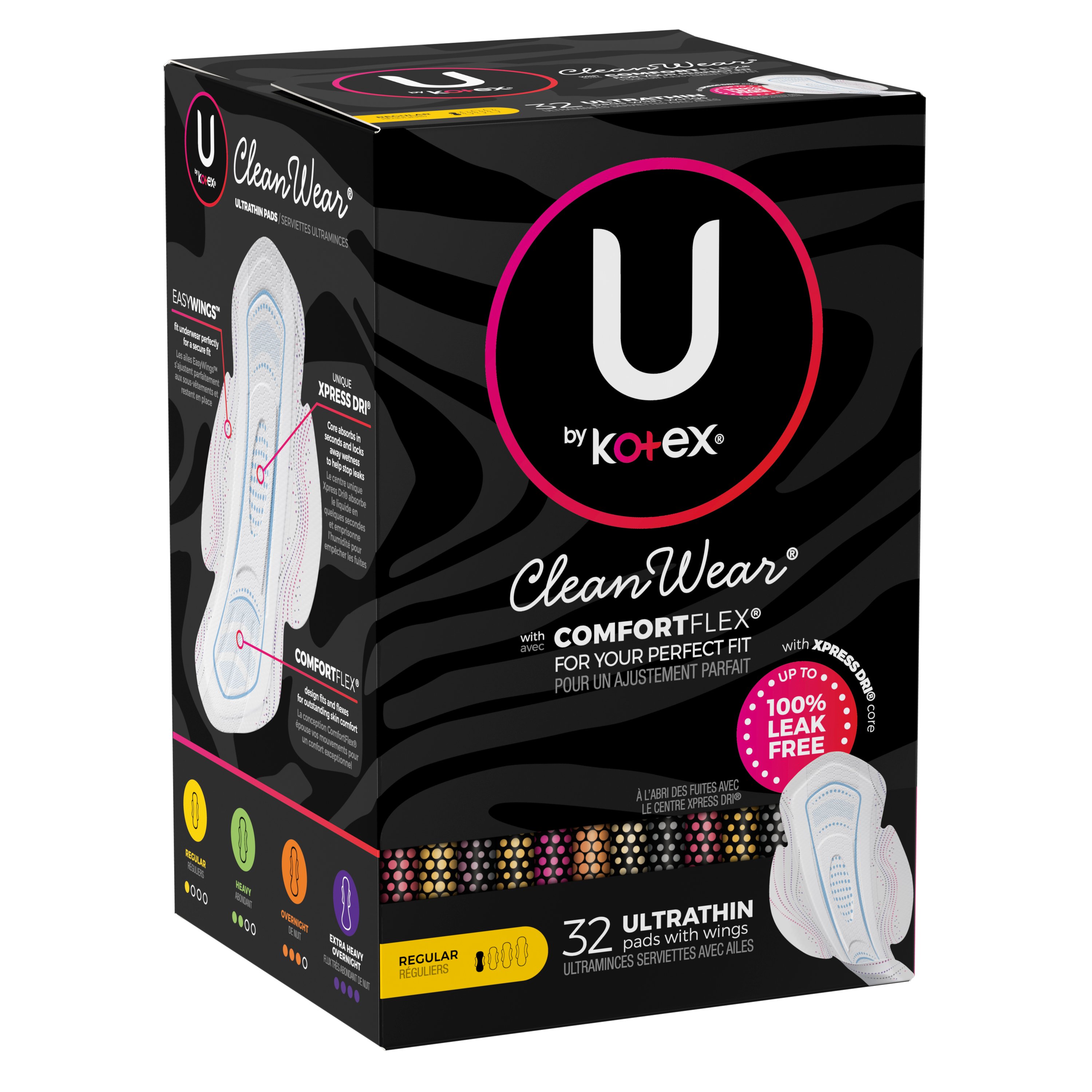 U by Kotex Clean & Secure Ultra Thin Pads with Wings - Regular