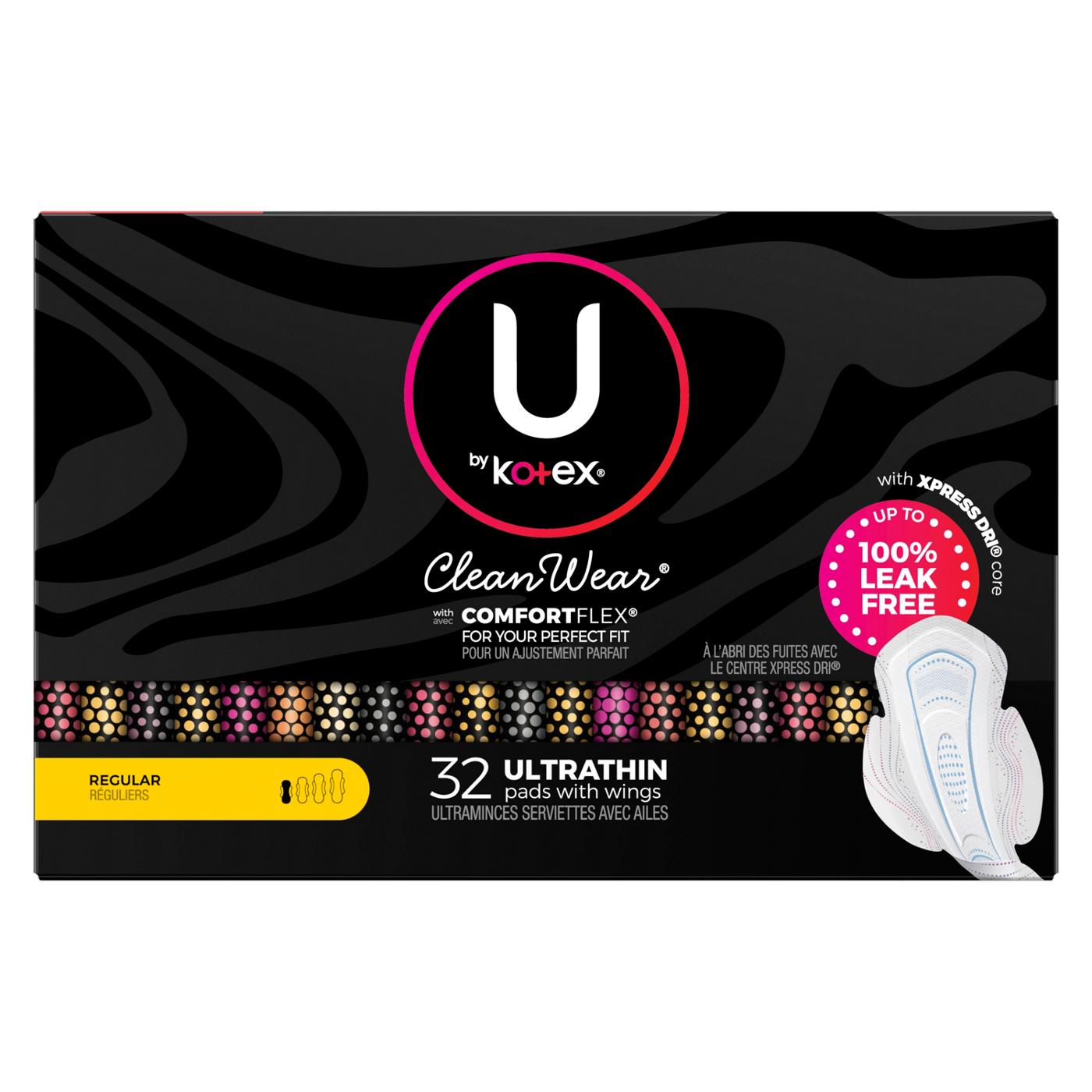 U By Kotex CleanWear Ultra Thin Regular Feminine Pads with Wings; image 4 of 8