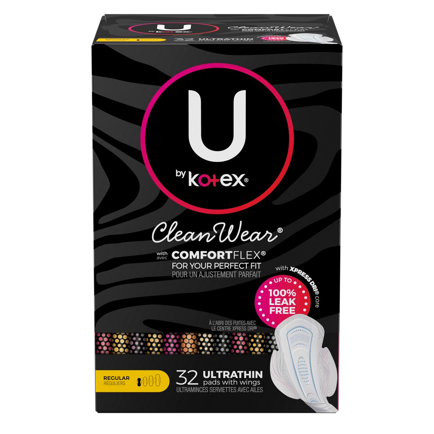 U By Kotex CleanWear Ultra Thin Regular Feminine Pads with Wings; image 5 of 8