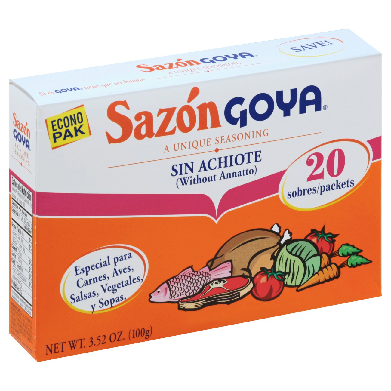 Goya Sazon Seasoning Without Annatto Econo Pak - Shop ...