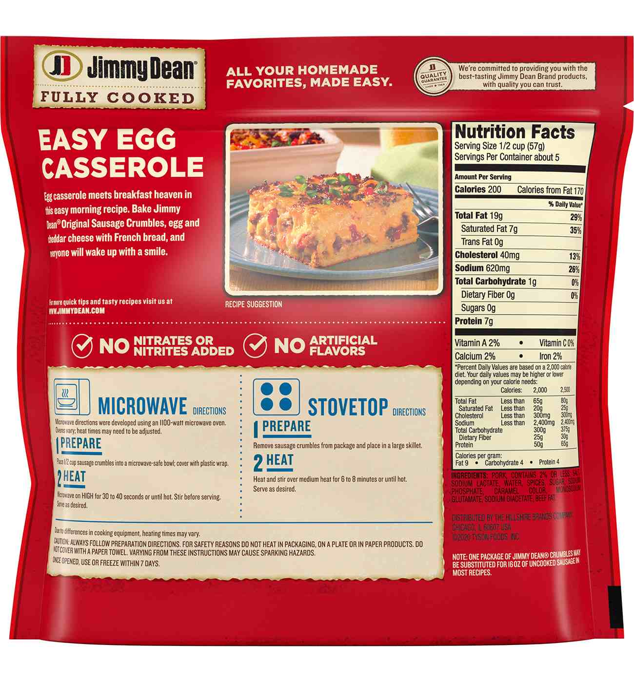 Jimmy Dean Fully Cooked Pork Sausage Crumbles - Original; image 2 of 2