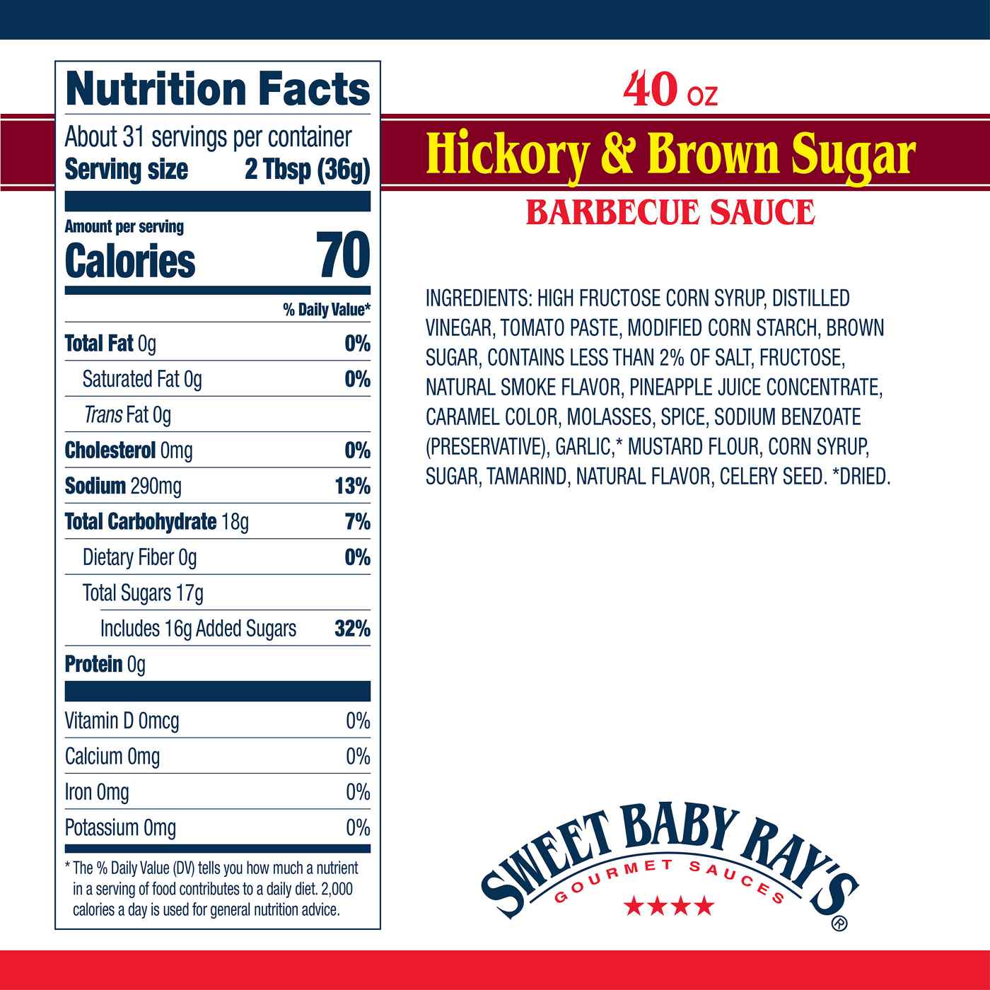 Sweet Baby Ray's Hickory & Brown Sugar Barbecue Sauce; image 8 of 9