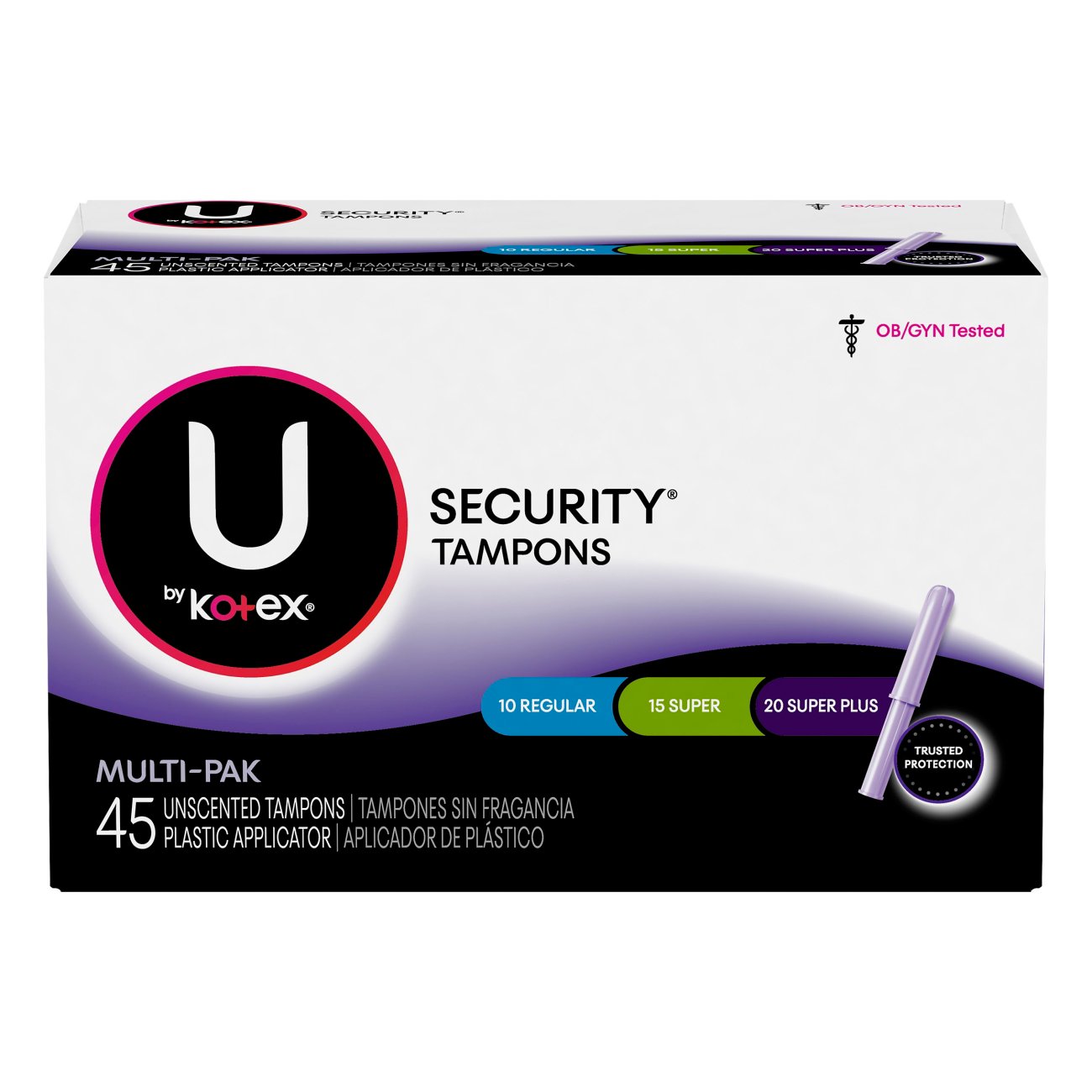 U by Kotex Security Regular/Super/Super Plus Tampons Shop Tampons at HEB