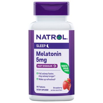 Natrol Melatonin 5 mg Fast Dissolve Strawberry Flavor Tablets, 90 ct