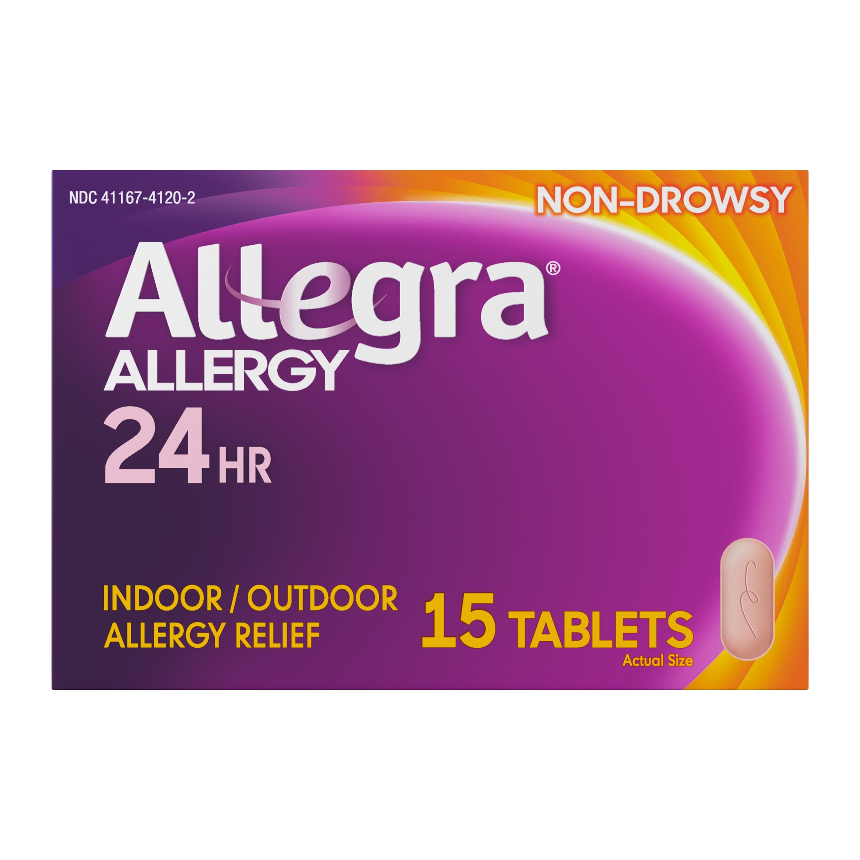 Allegra Adult 24 Hr Allergy Non-Drowsy Antihistamine Tablets, 15 ct
