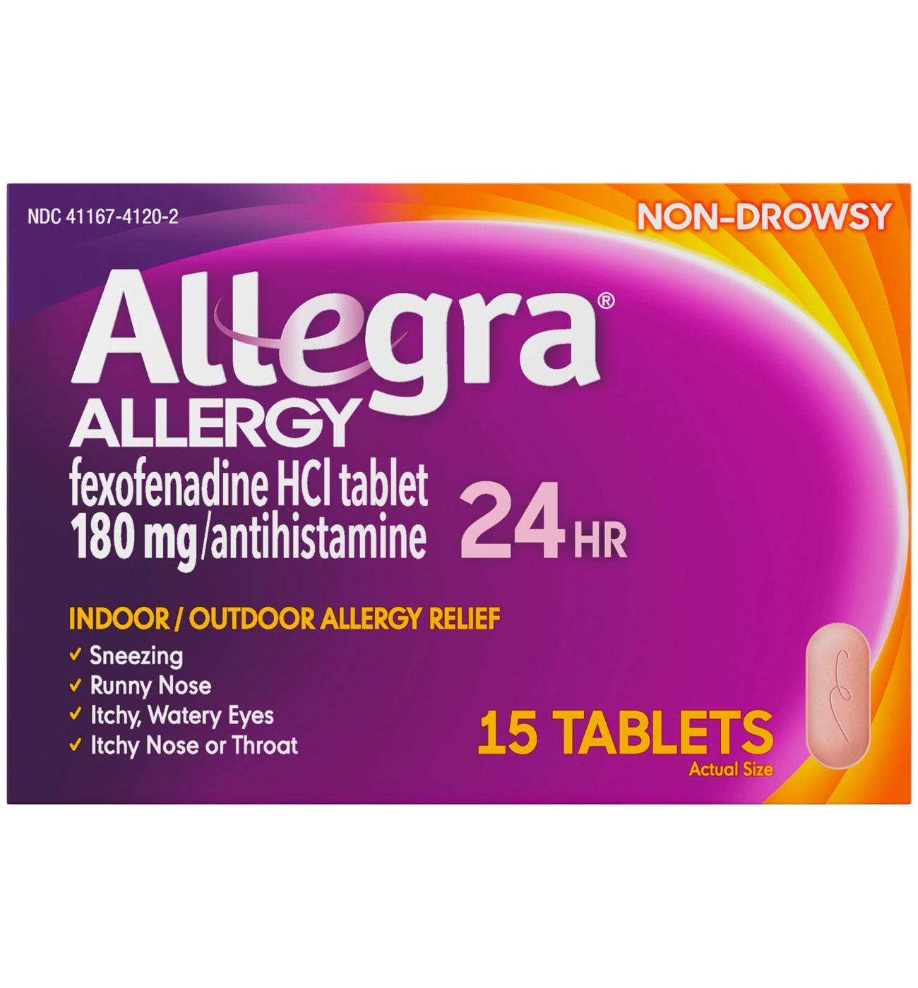 Allegra Adult 24 Hr Allergy Non-Drowsy Antihistamine Tablets; image 1 of 4