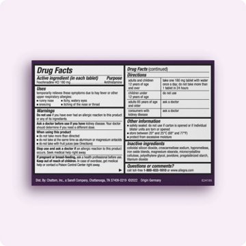 Allegra Adult 24 Hr Allergy Non-Drowsy Antihistamine Tablets