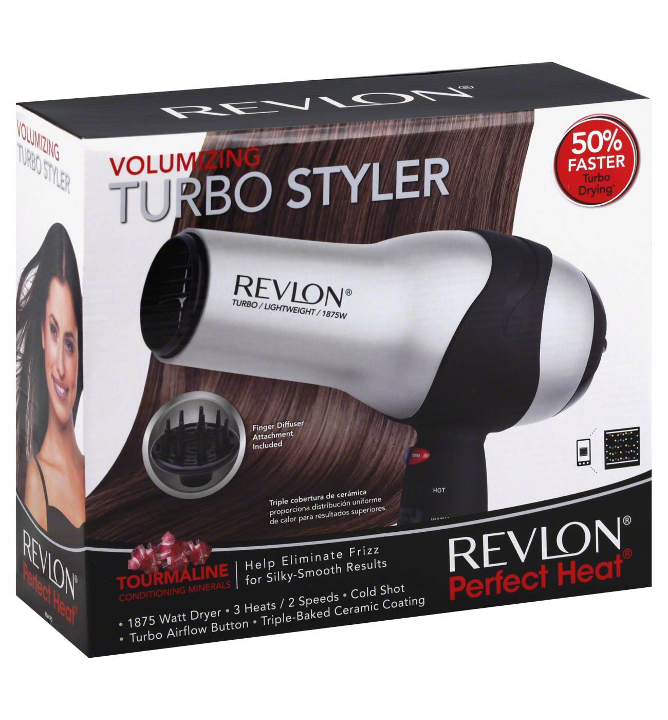 Revlon Perfect Heat Matte Chrome 1875 Watt Hair Dryer; image 1 of 2