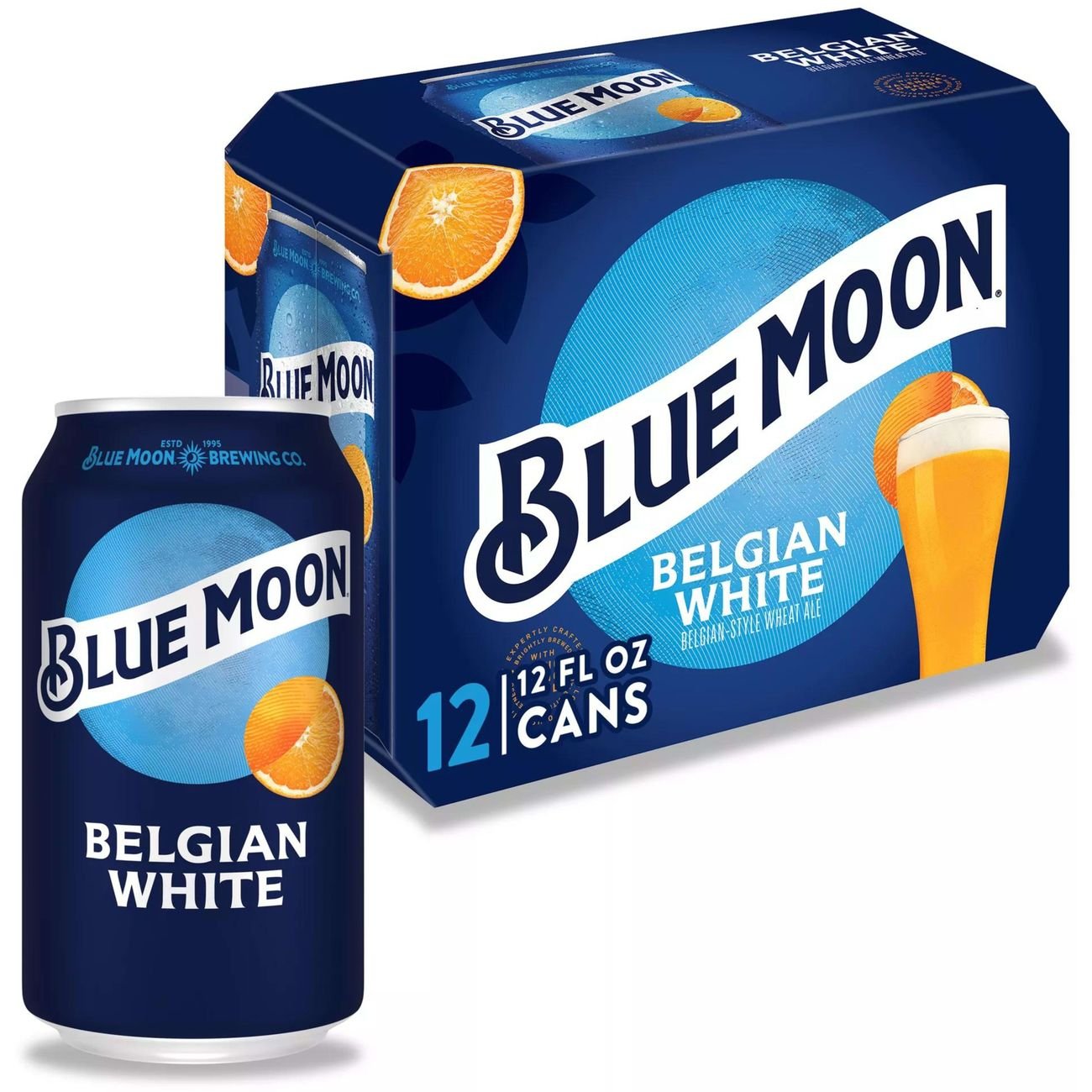 Blue Moon Belgian White Wheat Ale Craft Beer 12 pk Cans, 12 oz