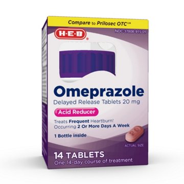 H-E-B Omeprazole Delayed Release Acid Relief Tablets – 20 mg, 14-ct
