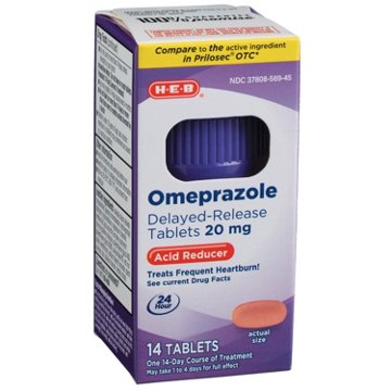 H-E-B Omeprazole Delayed Release Acid Relief Tablets – 20 mg, 14-ct