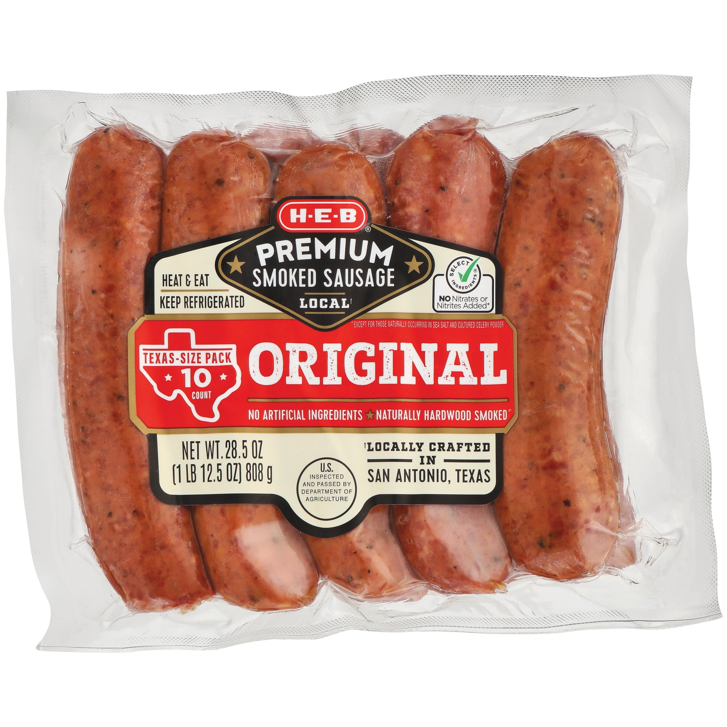 H E B Select Ingredients Premium Original Smoked Sausage Value Pack Shop Sausage At H E B