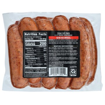 H-E-B Premium Smoked Sausage Links - Original - Texas-Size Pack, 10 ct