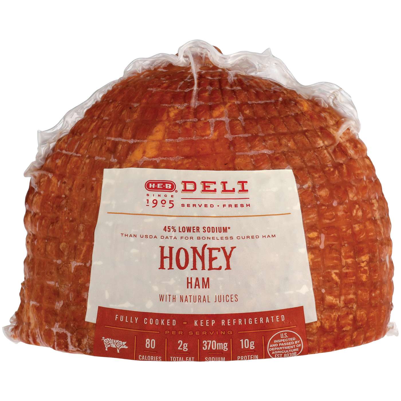 H-E-B Deli Sliced Lower Sodium Honey Ham; image 2 of 3