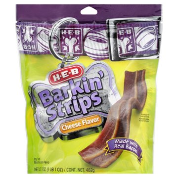 H-E-B Barkin' Bacon Strips Cheese Flavor Dog Treats, 17 oz