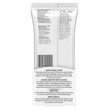Olay Daily Gentle Clean Wet Cleansing Cloths, 30 ct