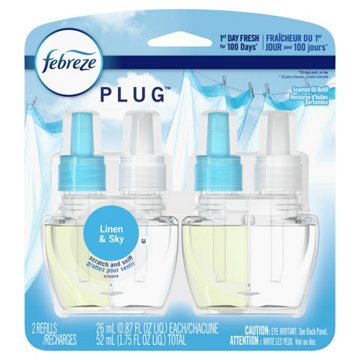 Febreze Plug Linen & Sky Scented Oil Refill, 2 ct
