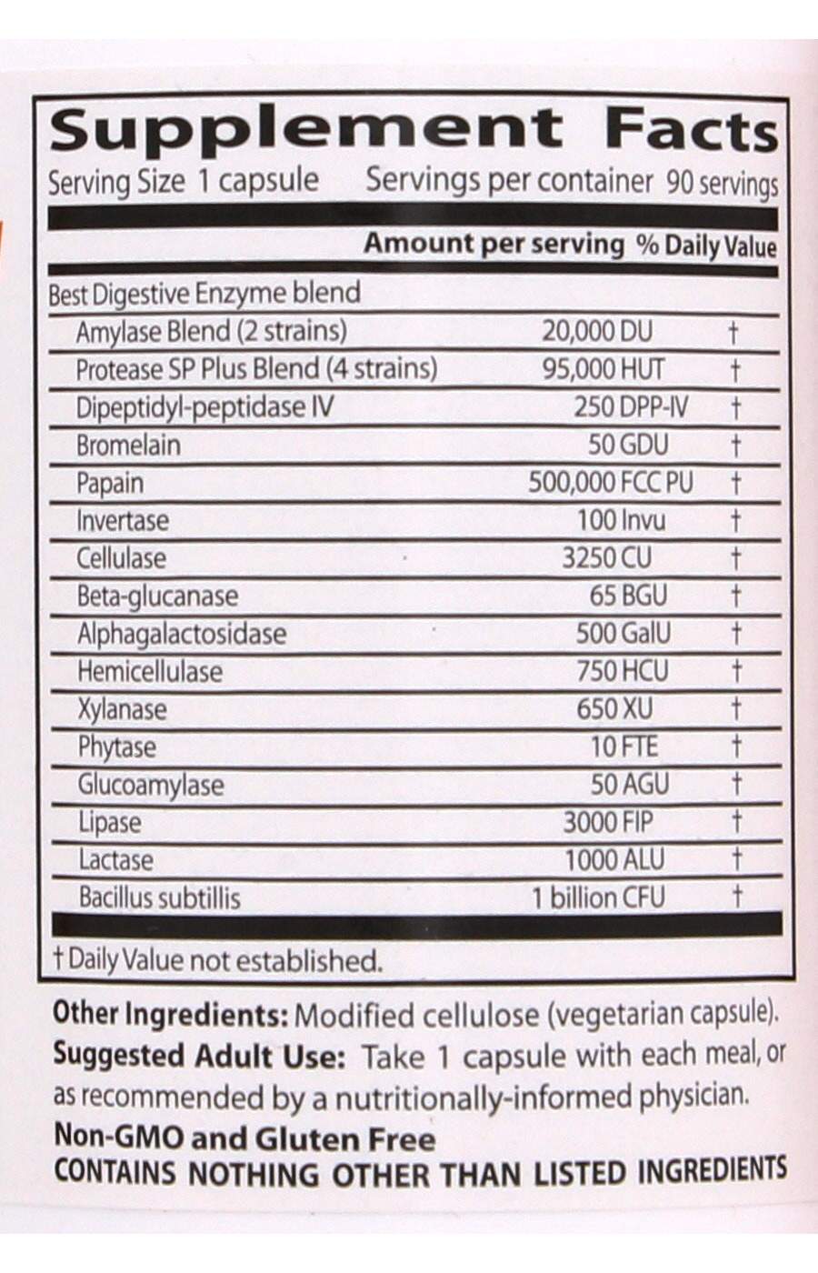 Doctor's Best Digestive Enzymes All Vegetarian Veggie Caps; image 2 of 2