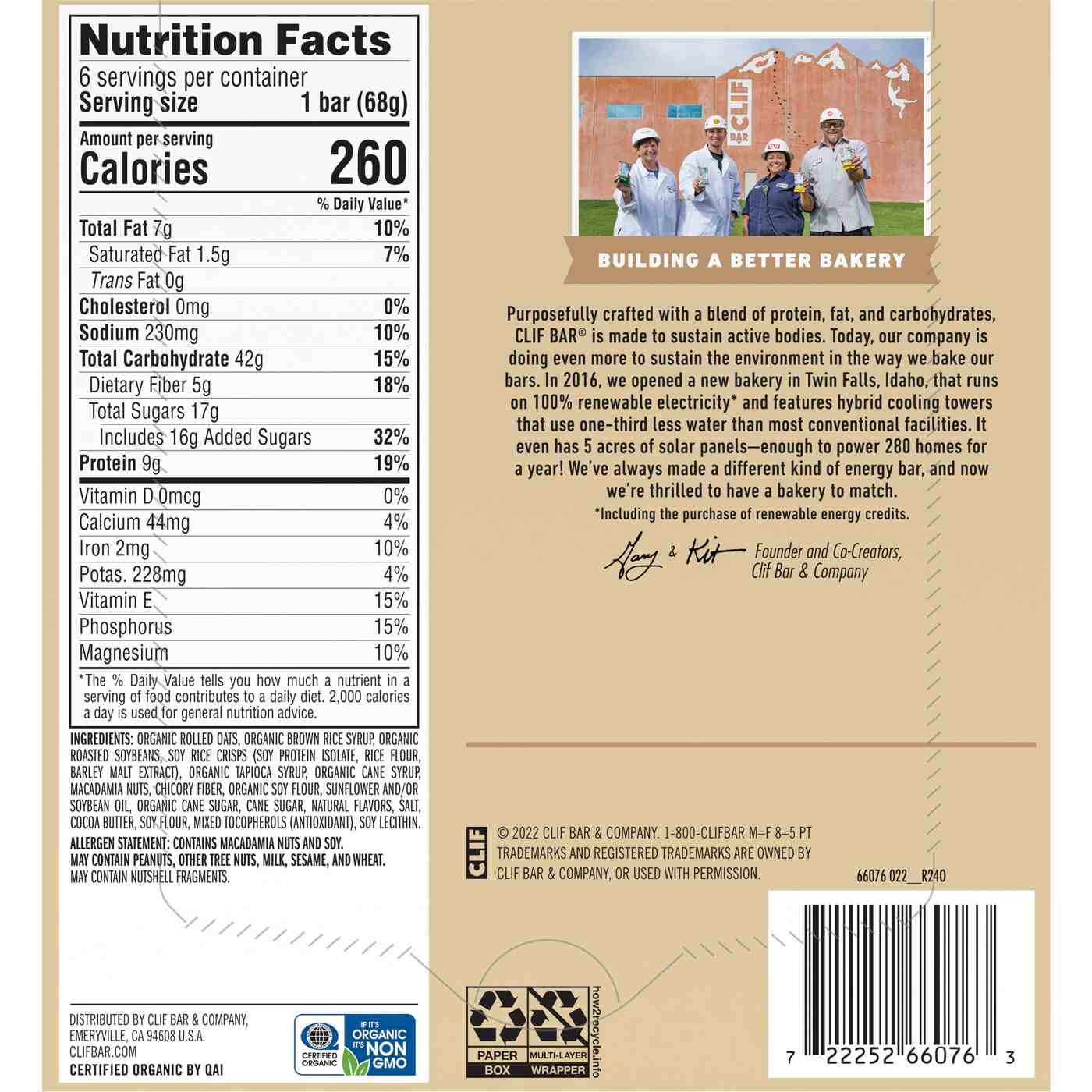 Clif Bar 9g Protein Energy Bars - White Chocolate Macadamia Nut; image 2 of 7