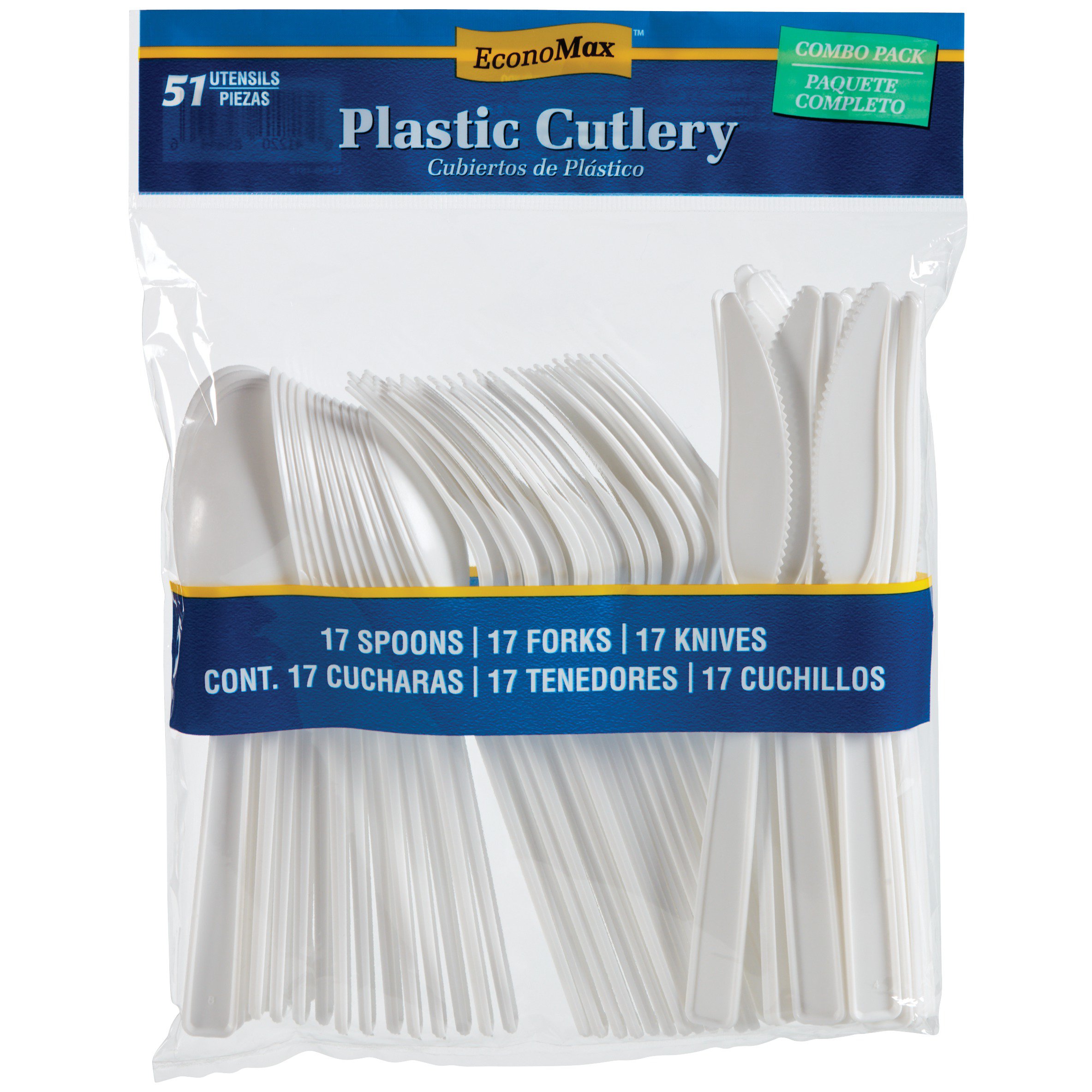EconoMax Plastic Knives Forks & Spoons Combo Pack White Shop