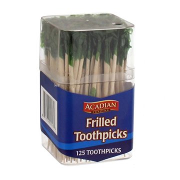 Acadian Trading Frilled Toothpicks Assorted Colors, 125 ct