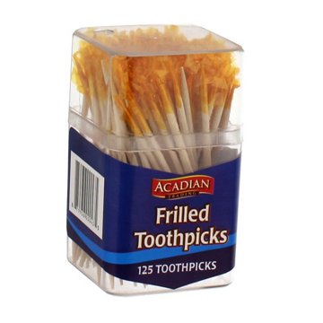 Acadian Trading Frilled Toothpicks Assorted Colors, 125 ct