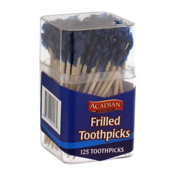 Acadian Trading Frilled Toothpicks Assorted Colors, 125 ct