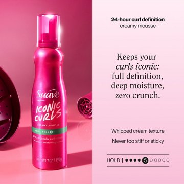 Suave Iconic Curls Creamy Hair Mousse, 7 oz