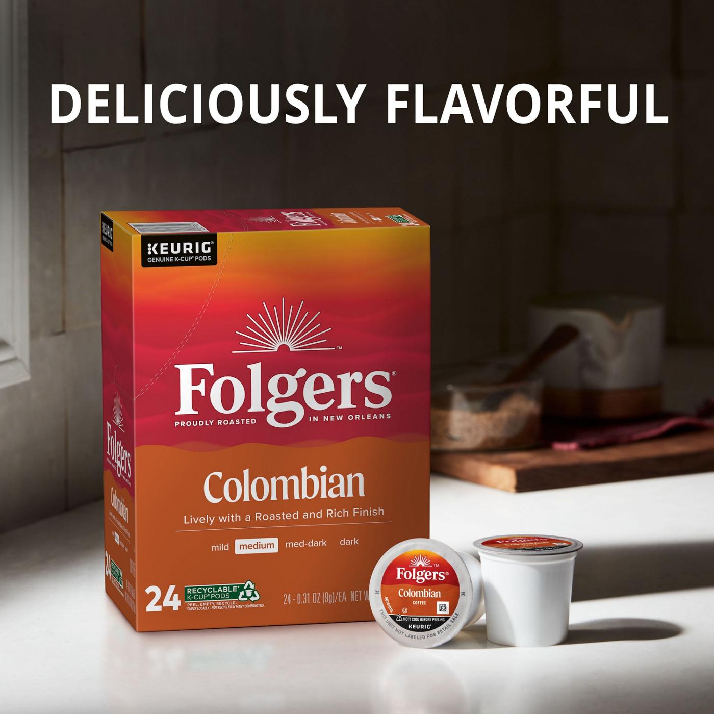 Folgers 100% Colombian Medium Roast Single Serve Coffee K Cups; image 4 of 6