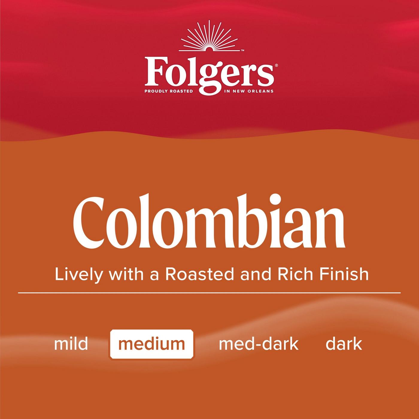 Folgers 100% Colombian Medium Roast Single Serve Coffee K Cups; image 6 of 6