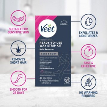 Veet Wax Strip Hair Remover Kit, 40 ct