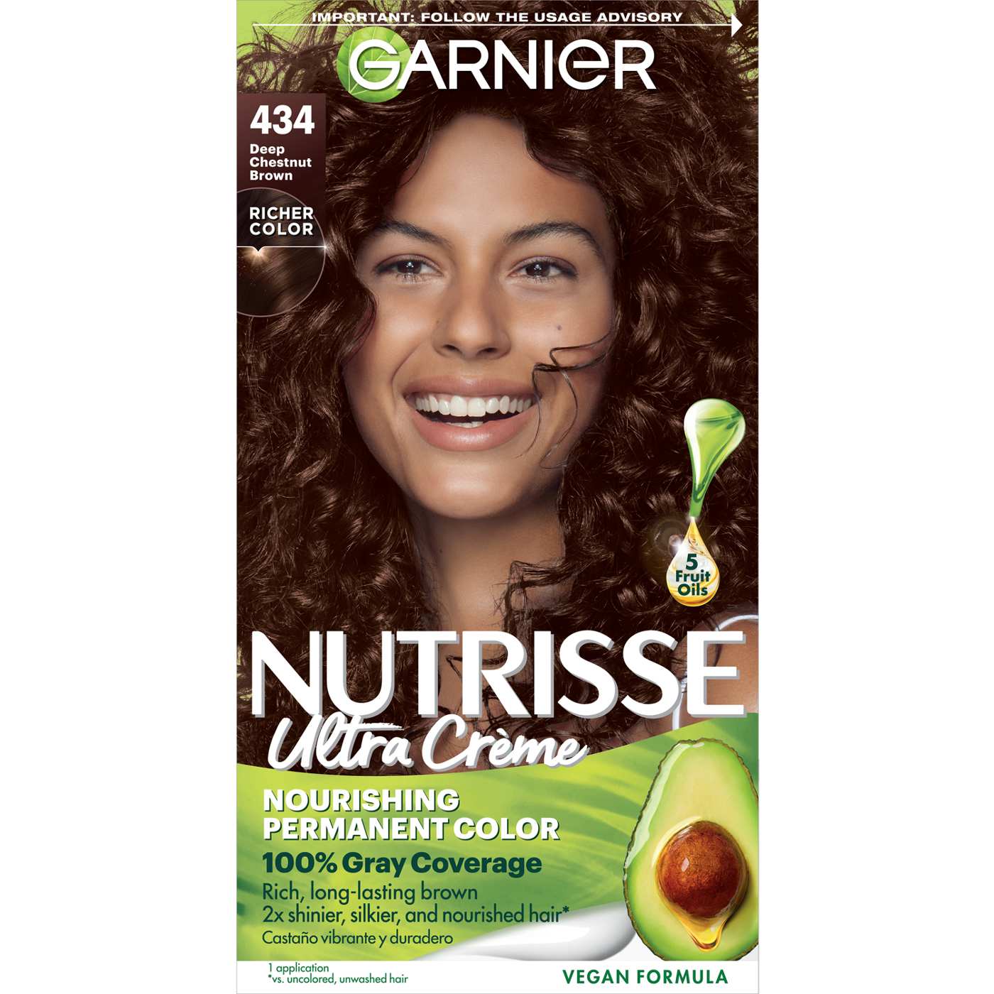 Garnier Nutrisse Nourishing Hair Color Creme - 434 Deep Chestnut Brown; image 1 of 5