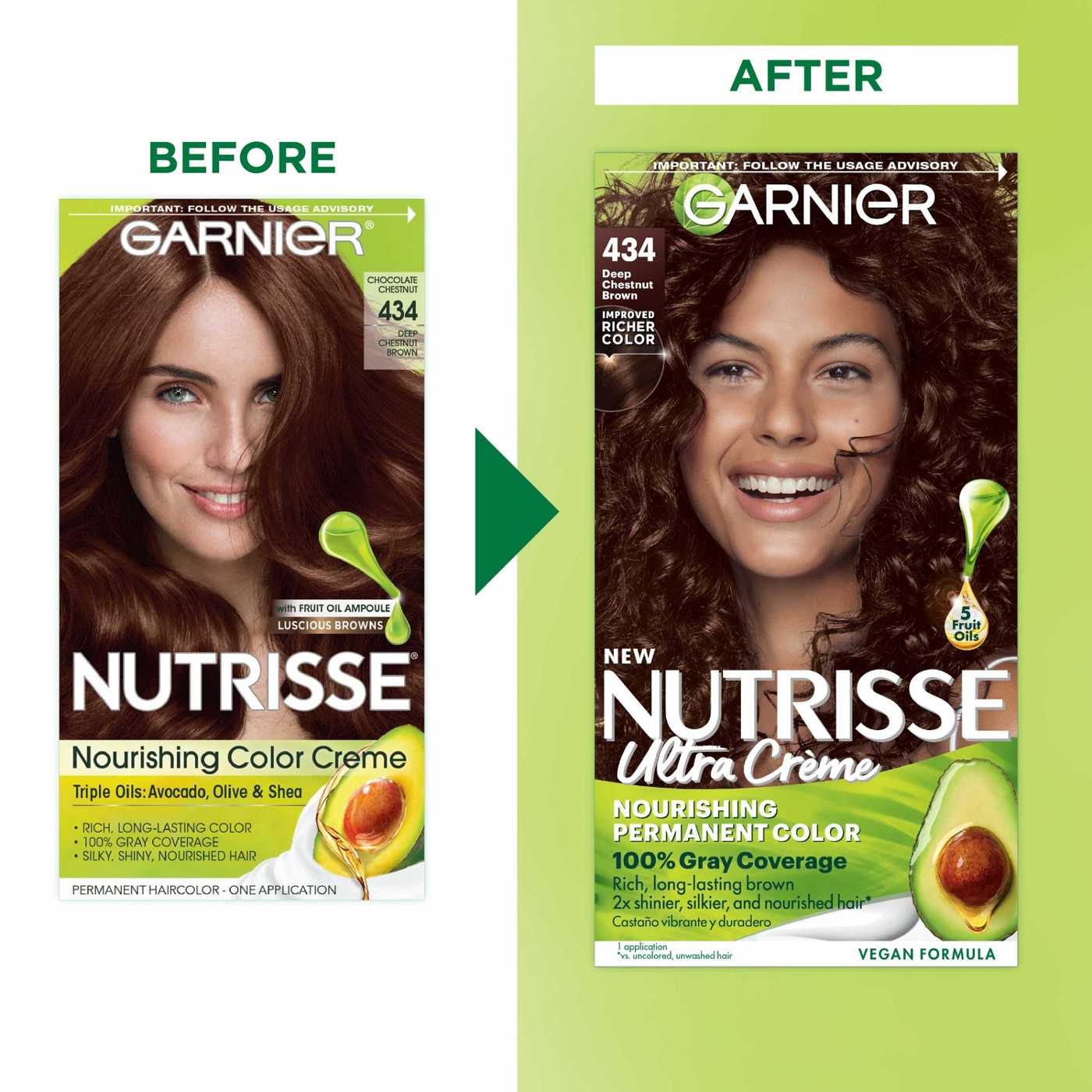 Garnier Nutrisse Nourishing Hair Color Creme - 434 Deep Chestnut Brown; image 5 of 10