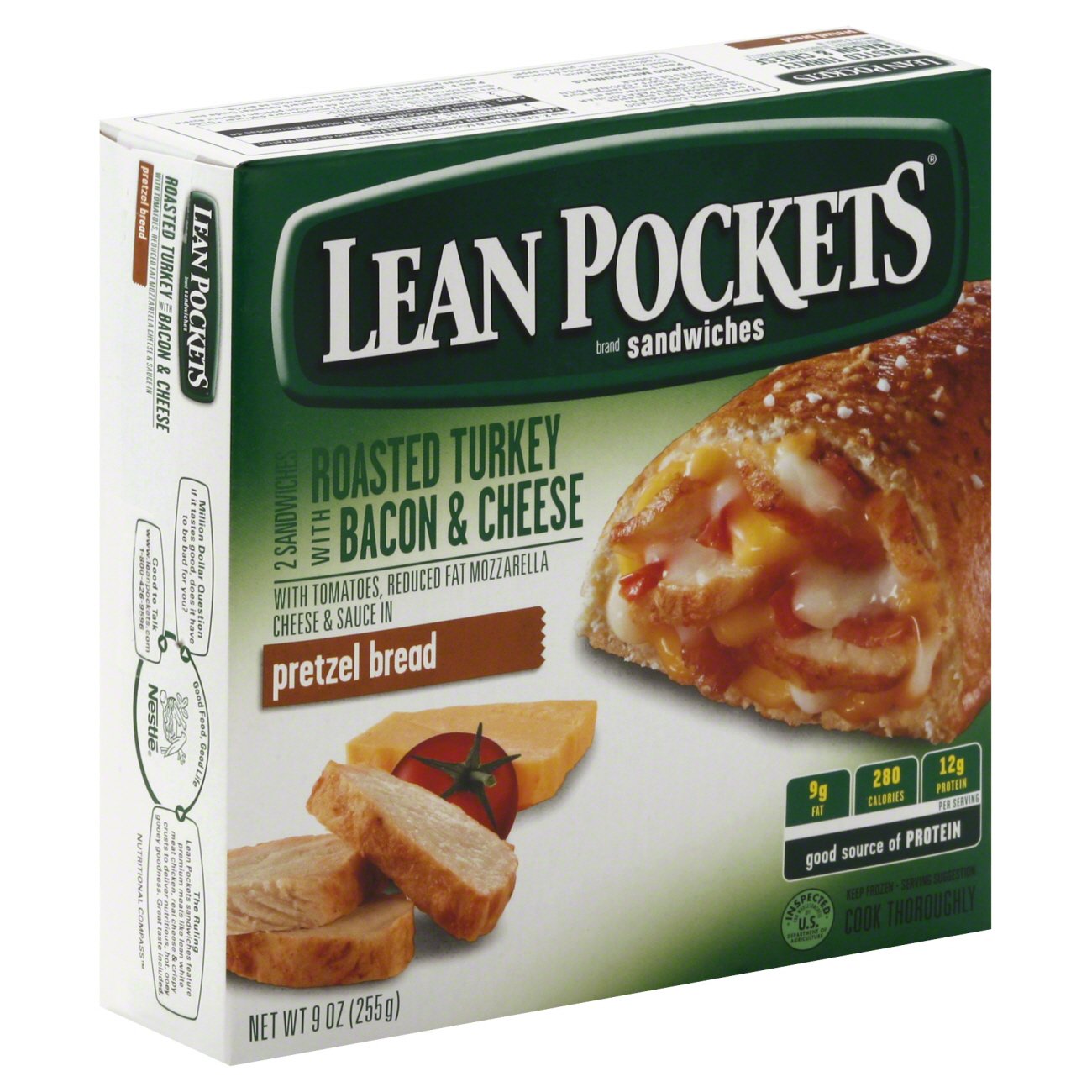 Lean Pockets Roasted Turkey with Bacon and Cheese on Pretzel Bread Sandwiches Shop Entrees